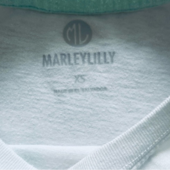 MarleyLilly casual white graphic top shirt XS long sleeve 
round neck logo - Picture 9 of 16